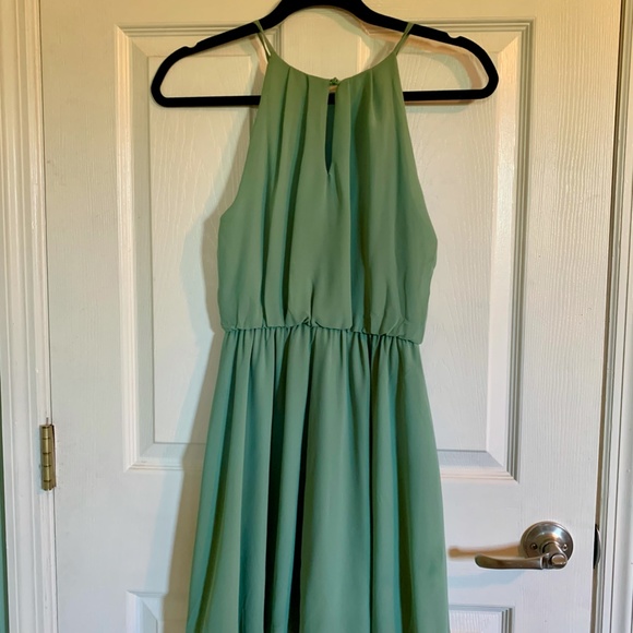 Lush Sage High Neck Pleated Dress (Size: XS) - Picture 2 of 7
